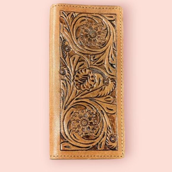 Men's or Women's Unisex Bifold Checkbook Wallet Cowhide and Leather - Picture 4 of 5